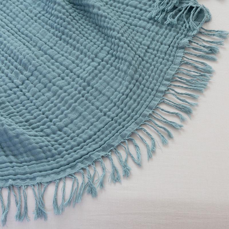 1pc Cotton Gauze Blanket  Four Layers of Yarn Tassel Blanket   Sofa Leisure Blanket  Cotton Single and Double Nap Blanket, Bedroom Decoration Supplies