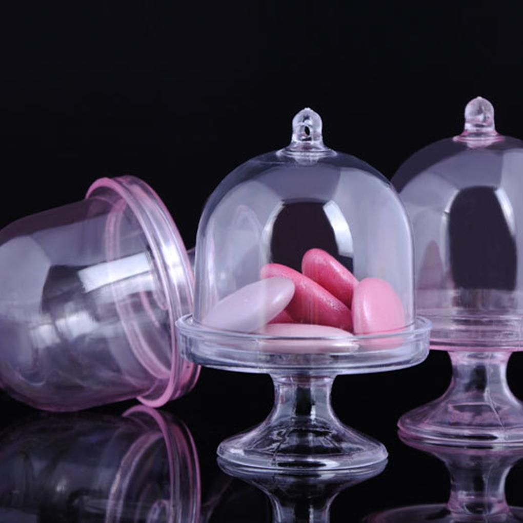 12Pcs Mini Cake Stand Sweet Cupcake Box Plastic Candy Box Wedding Party Favor