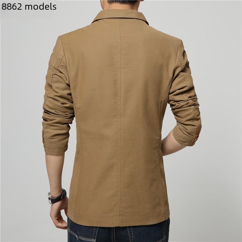 Men's Korean Style Slim-Fit Cotton Blazers - Spring & Autumn Two-Button Jackets In Large Sizes