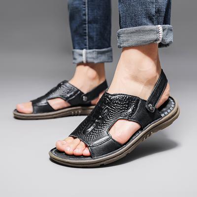 Herren Sommer Krokodilmuster Sandalen Echtes Leder bequeme Slipper Freizeit-Sandalen Mode Herren Hausschuhe zapatillas hombre
