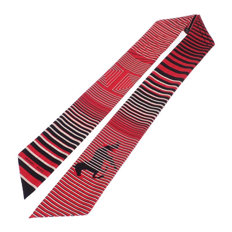 HERMES   Scarf Red/black Silk Women