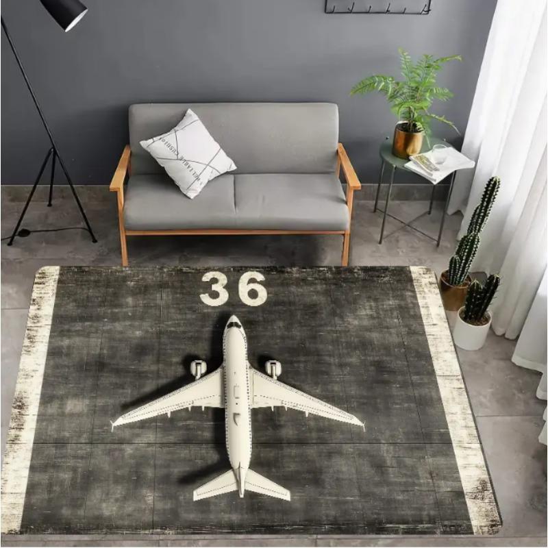 Multi Functional Airplane Themed Carpet Machine Washable Suitable for Entrance Bedroom Living Room Retro Home Decoration Rugs
