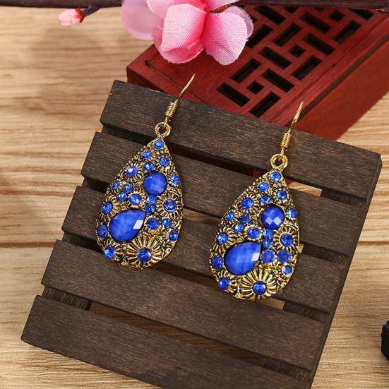 1 Pair Dangle Earrings Ethnic Style Shiny Rhinestone Inlaid Decorative All-match Jewelry Gift Faux