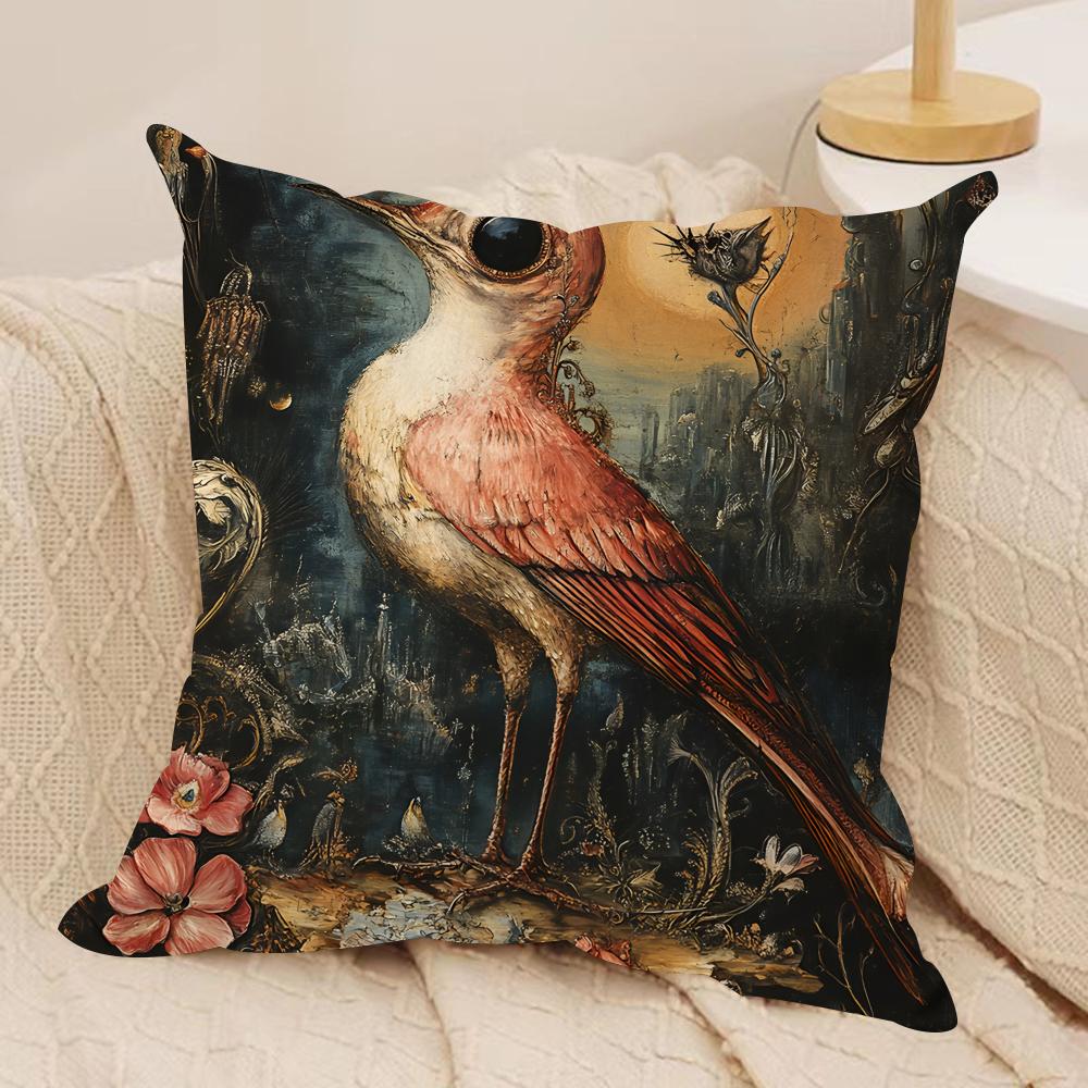 Funny Animal Vintage Portrait Cushion Cover Silky Short Plush Invisible Zipper Dustproof Sofa Pillow Case For Home Decor