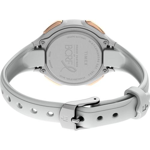 Timex Women's BCRF Ironman Essential 34mm Watch - White Case, White Strap, Rose Gold-Tone Accents, White/Rose Gold, Chronograph.