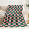 Latest Additions: One Cozy Plaid Flannel Throw - Soft, Vibrant Green And Pink Checkered Style, Premium Home Decoration