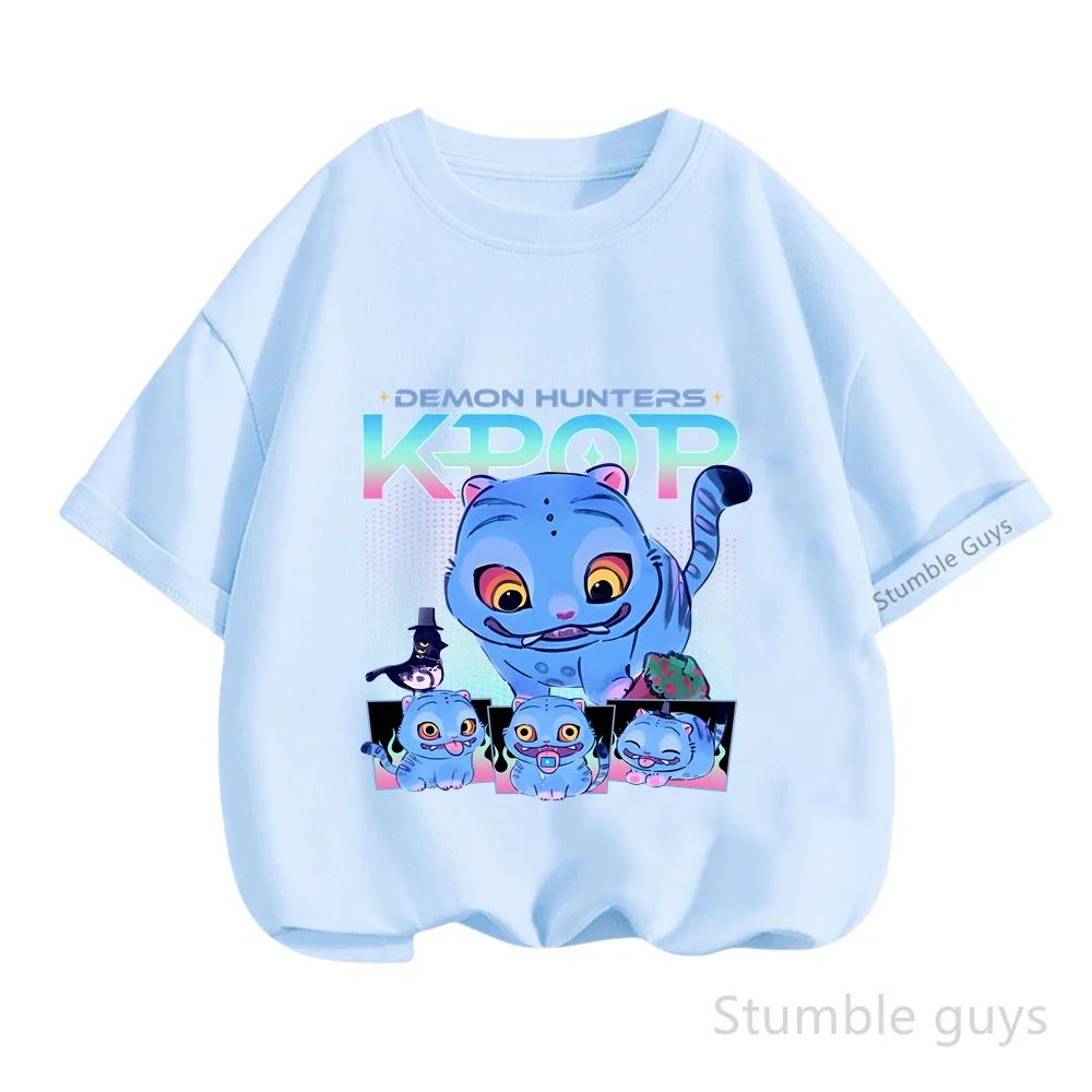 Kpop Demon Hunters T-Shirt Kids Short Sleeve Casual Fashion Summer Boys Girls Anime Clothes