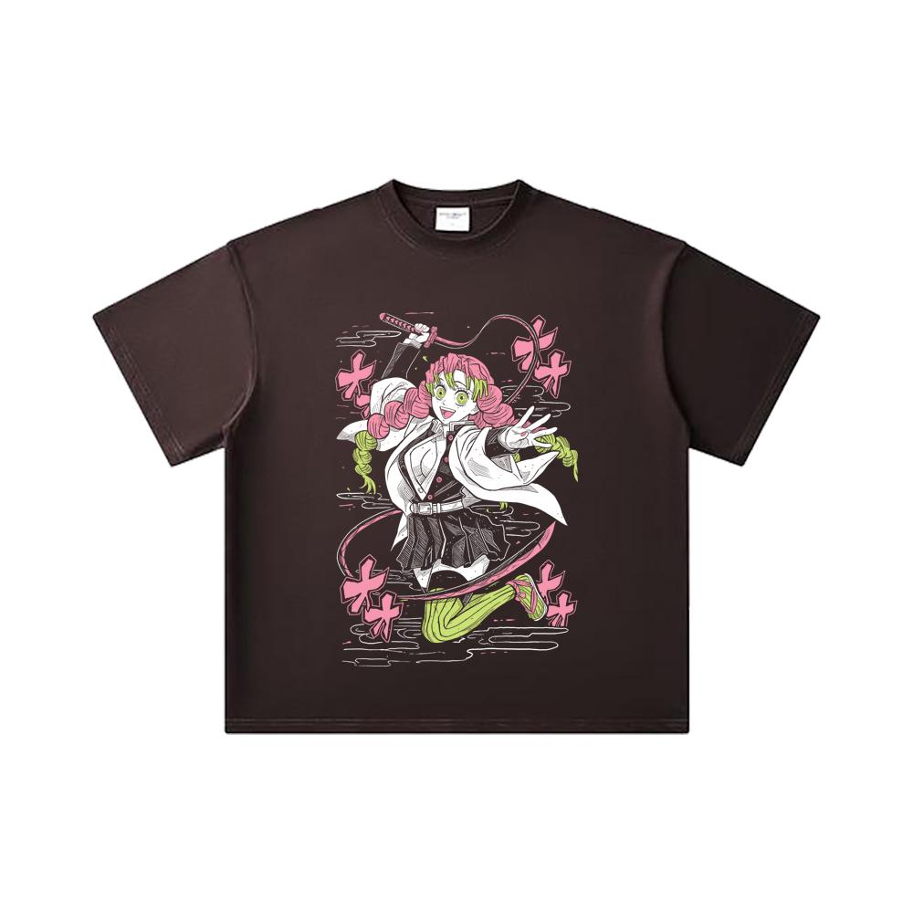 260 GSM Double Yarn 32 Count 100% Cotton Demon Slayer V49 Mitsuri Print Unisex Heavy Cotton T Shirt