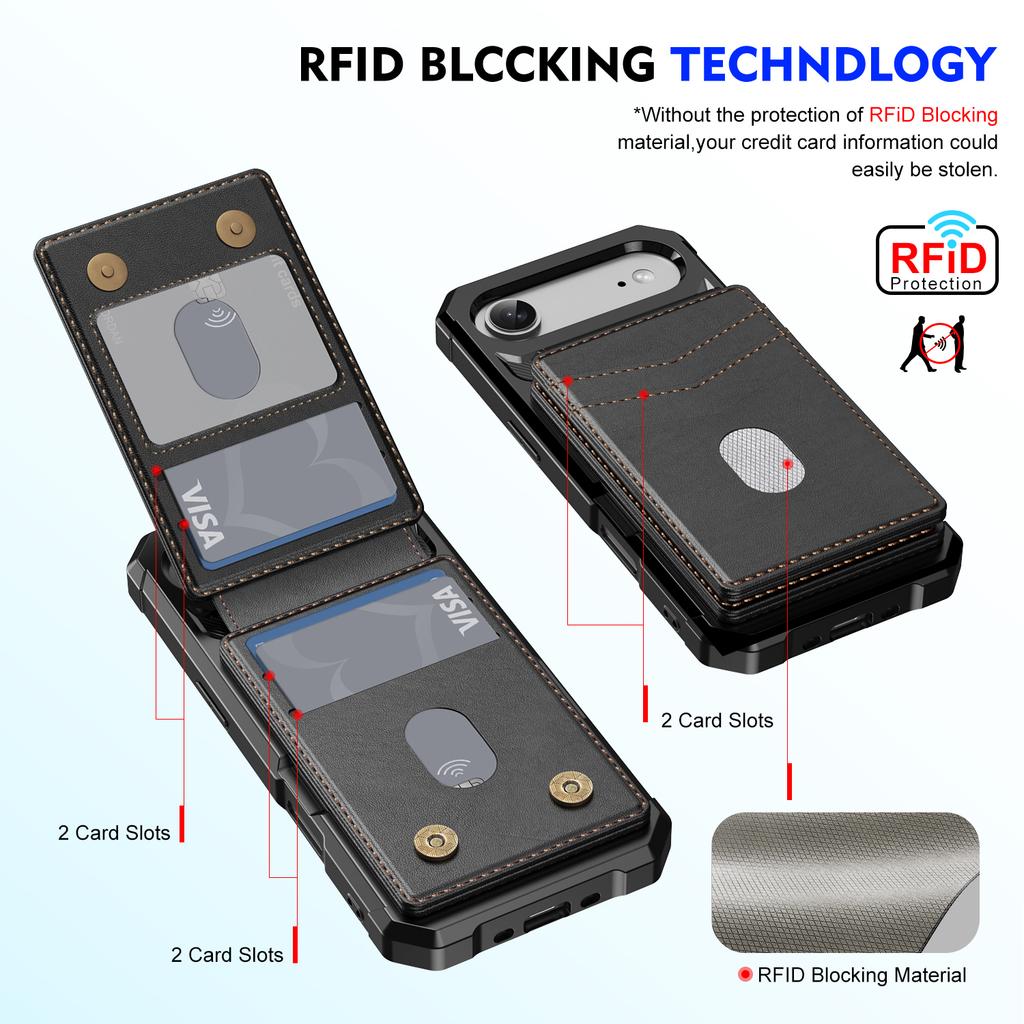 For iPhone Air Magnetic Case Detachable Card Slot Kickstand Leather + TPU Phone Cover