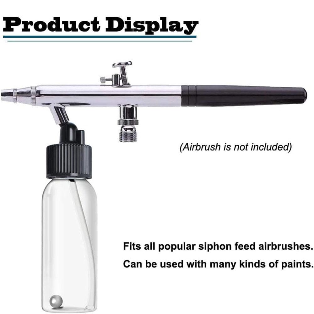 10 Pack 30ML Airbrush Plastic Bottles Jars with caps for Dual-Action Siphon Suction Feed Airbrush