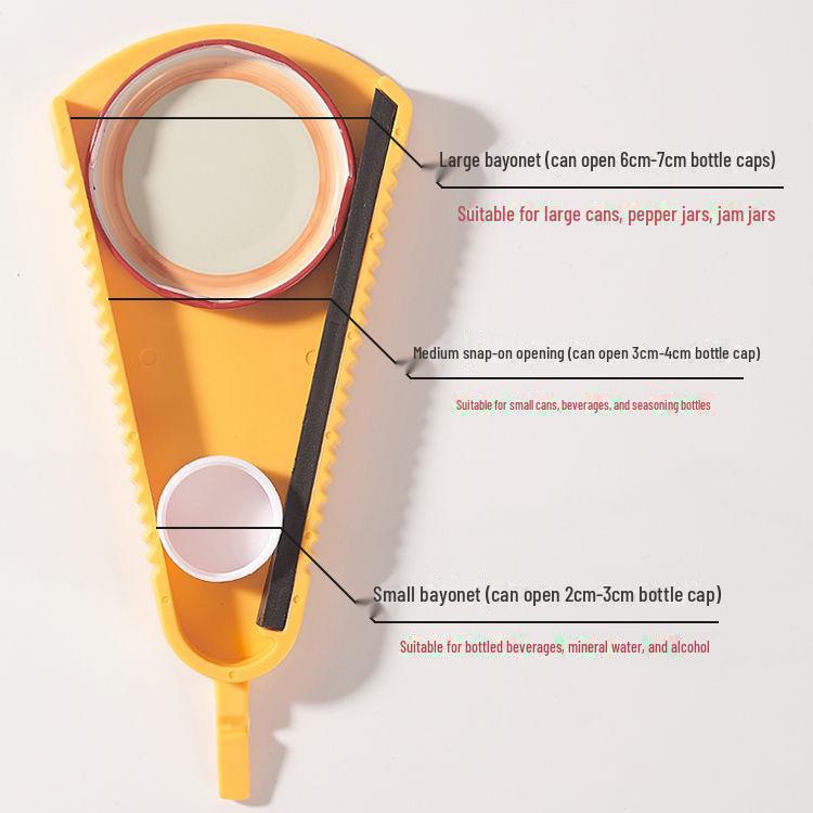 Multifunktionaler Flaschenöffner: Deckel- & Dosenöffner, Drehwerkzeug, Flaschenöffner, Magnet, Großdurchmesser-Öffner.
