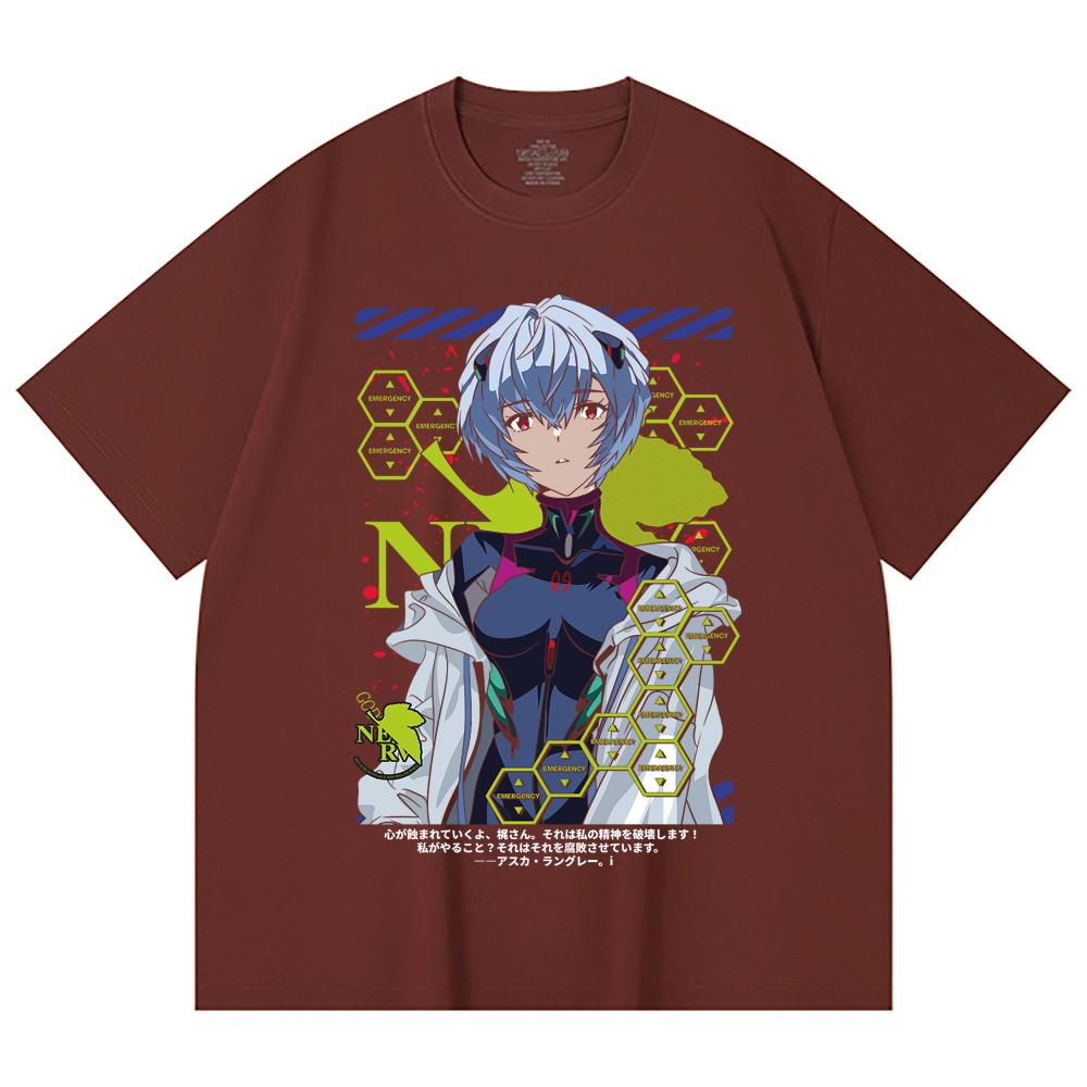 230 Gsm 100% Cotton Evangelion V6 Rei Print Unisex Heavy Cotton T Shirt