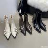 Large Size Autumn And Winter New Style Temperament Women'S Pointed Thin High-Heeled Short Boots Fashion Show Thin Women'S Boots