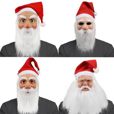 Christmas Santa Claus Latex Mask Santa Claus Same Style Latex Head Cover White Beard Old Man Mask Prop Role Play Head Cover