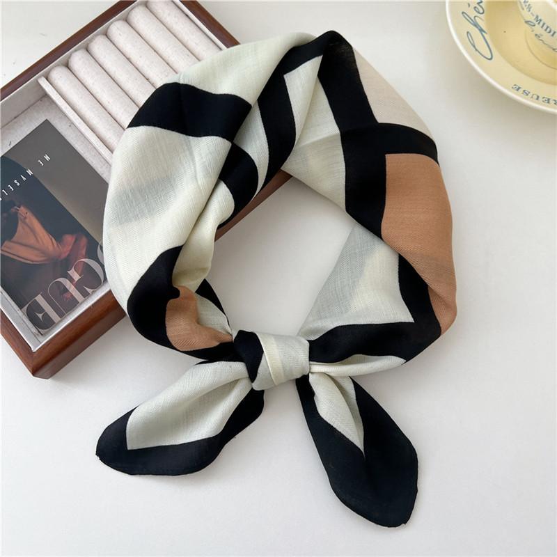 Cotton Linen Print Square Scarves Neckerchief Kerchief Headscarf Women Decorative Scarf Bandanas Headband 65cm Neck Wraps Shawls