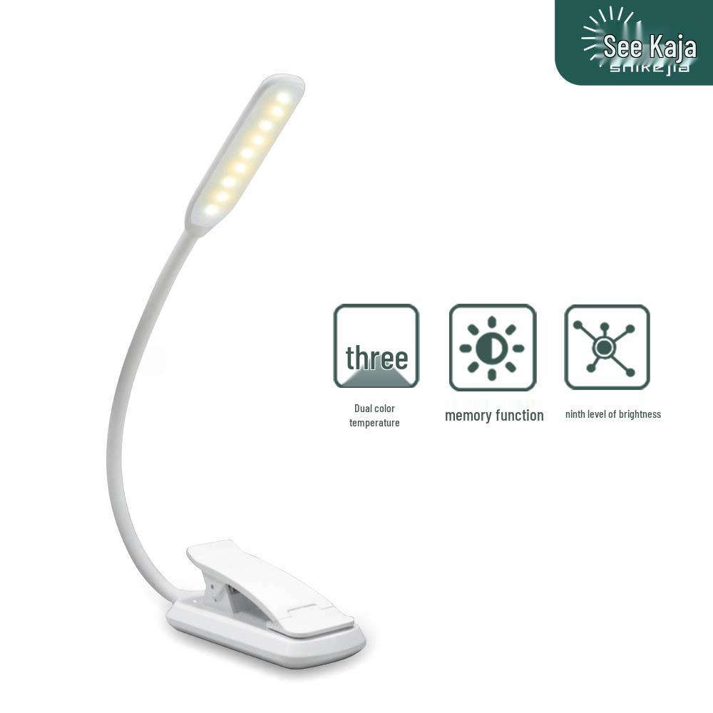 Compact LED Desk Lamp with Clip - Eye-Protection, Touch Control, USB-Powered, Portable Book Light for Students.