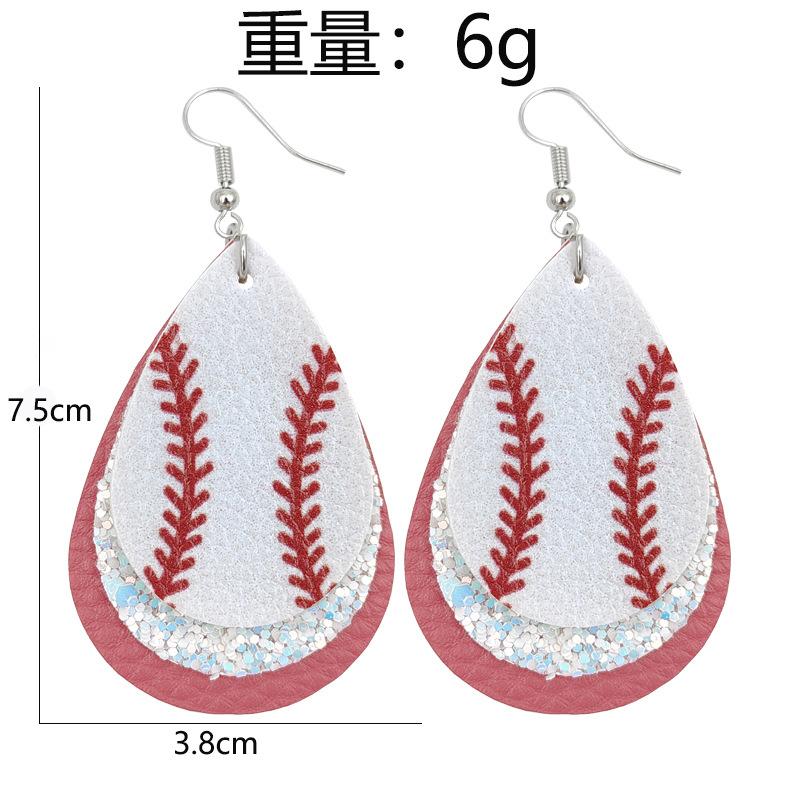 American Sports Baseball Leather Earrings