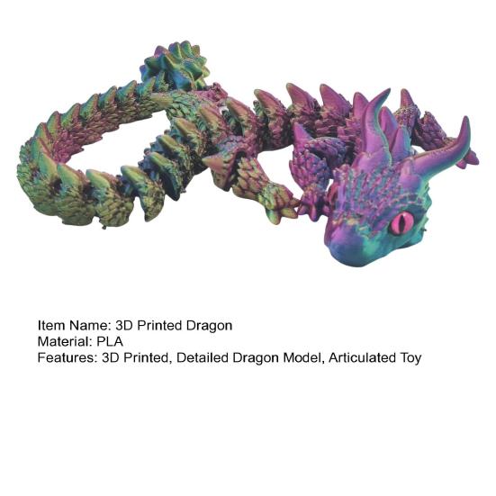 3D Printed Dragon Toy Articulated Dragon Figurine with Movable Joints Stress Relief Fidget Dragon Toy for Students Office Workers