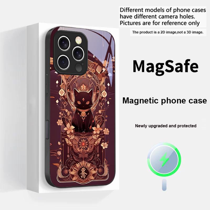

Фантастичний Щасливий Кіт Синій Для iPhone 17 Pro Max 16 E 15 14 13 Plus 12 mini 11 17 Air XR Xs Max 7 8 Plus Magsafe Скляний Чохол для Телефона iPhone 15 Pro Max