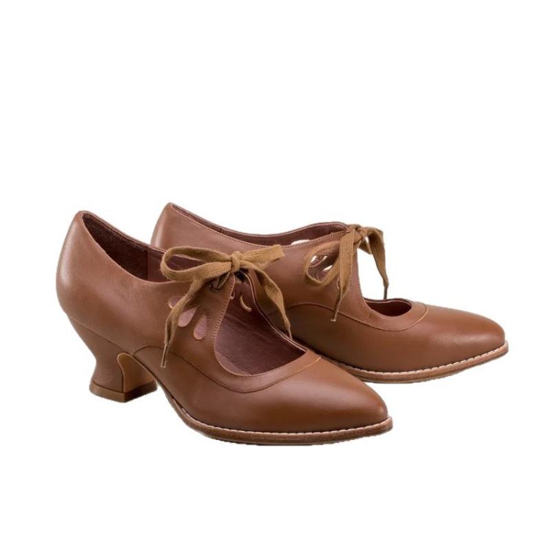 Women's Hollow Lace-Up High Heel Shoes, Elegant Plus Size Dress Heels, Fashion Casual Pumps for Fall