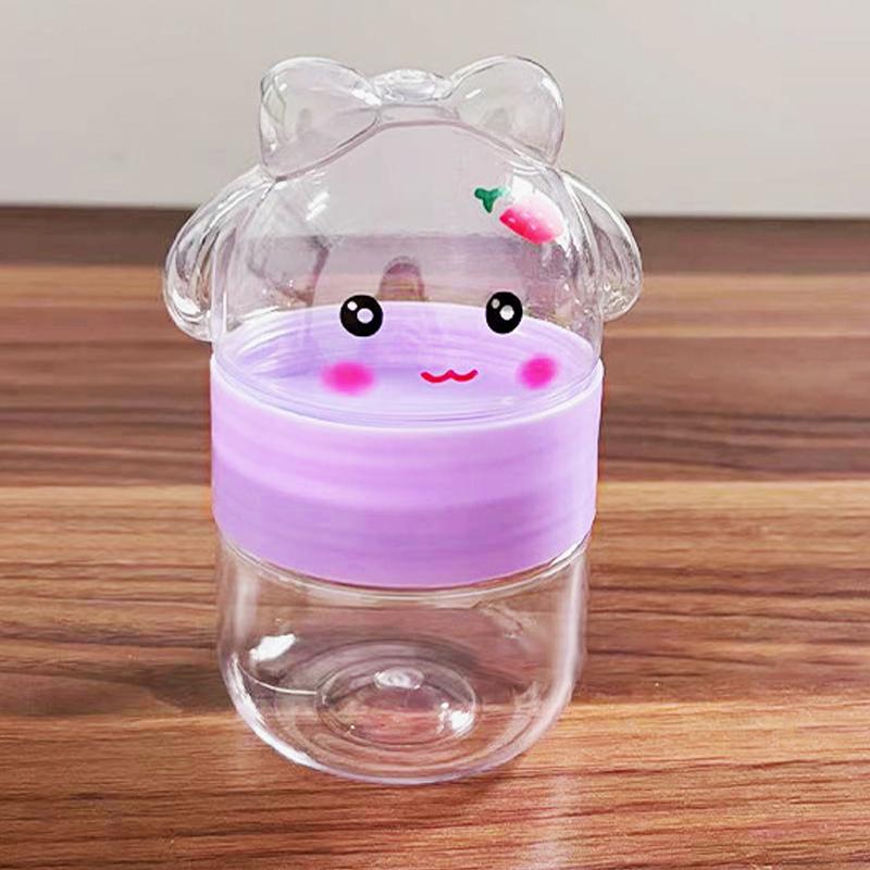 1Pcs Cartoon Rabbit Plastic Bottle Transparent Pet Food Grade Candy Bottle Random Color