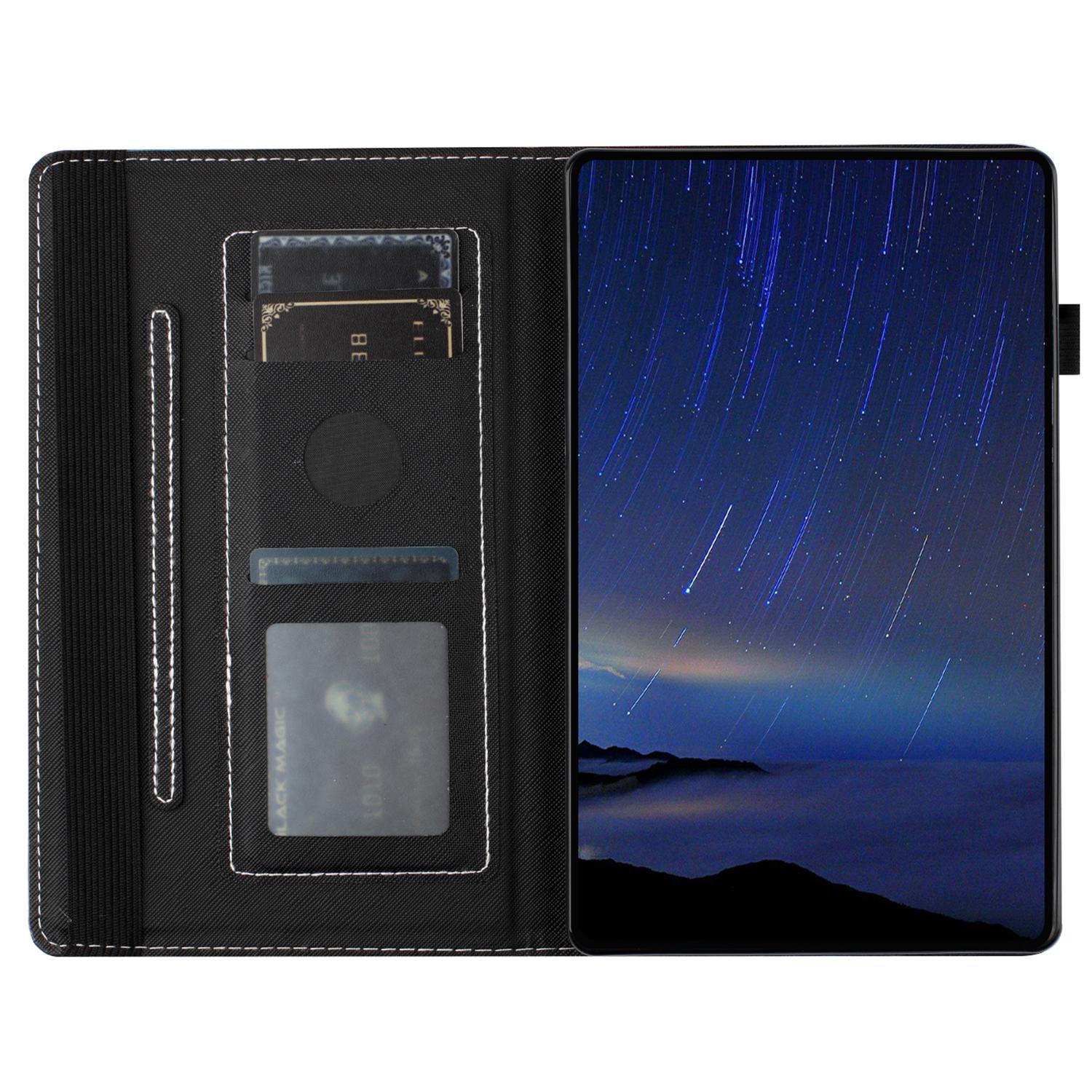 

For Samsung Galaxy Tab A9 PU Leather Case Pattern Printing Tablet Cover with Card Holder Starry Sky