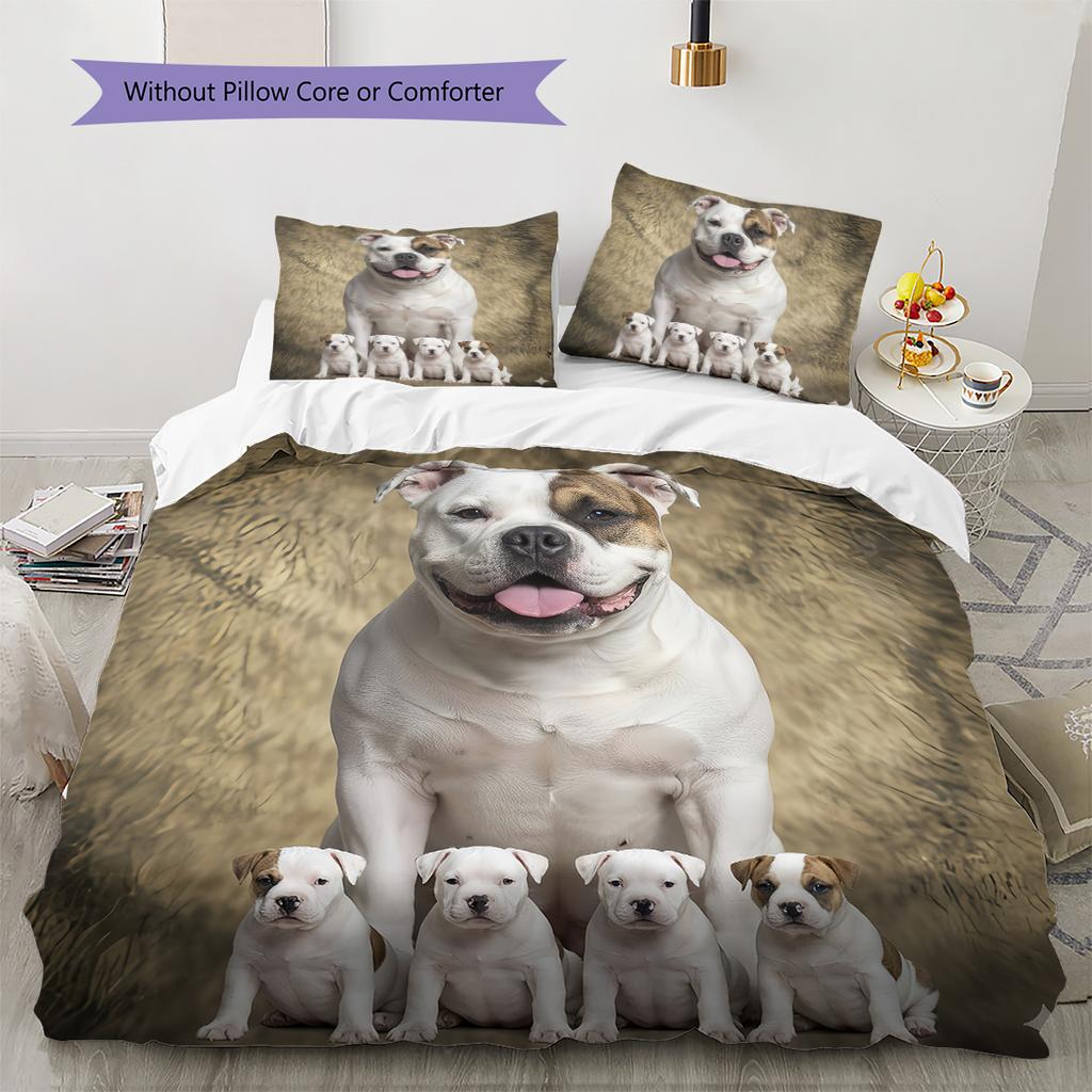 Pit Bull Pattern Bedding Quilt Set Quilt Cover Pillowcase Home Decoration Gift (1 * duvet cover + 2 * pillowcase, without core)