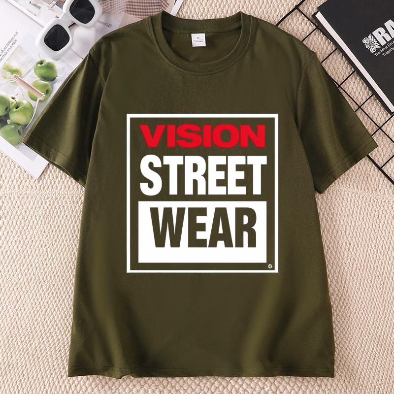 Unisex Unisex Vision Street Wear TShirt Letter Printed Short Sleeve TShirts Causal Round Neck Cotton Short Sleeve Tshirts