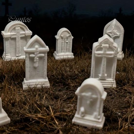Detailed Gravestone Models for Crafts 10Pcs Mini Tombstone, 3D Printed Unpainted Model Kit, Micro Cemetery Diorama Crafting Supplies Accessories,