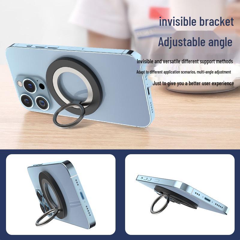 Magnetic Ring Stand for Apple 12-15 Phones - No Adhesive, Metal Design