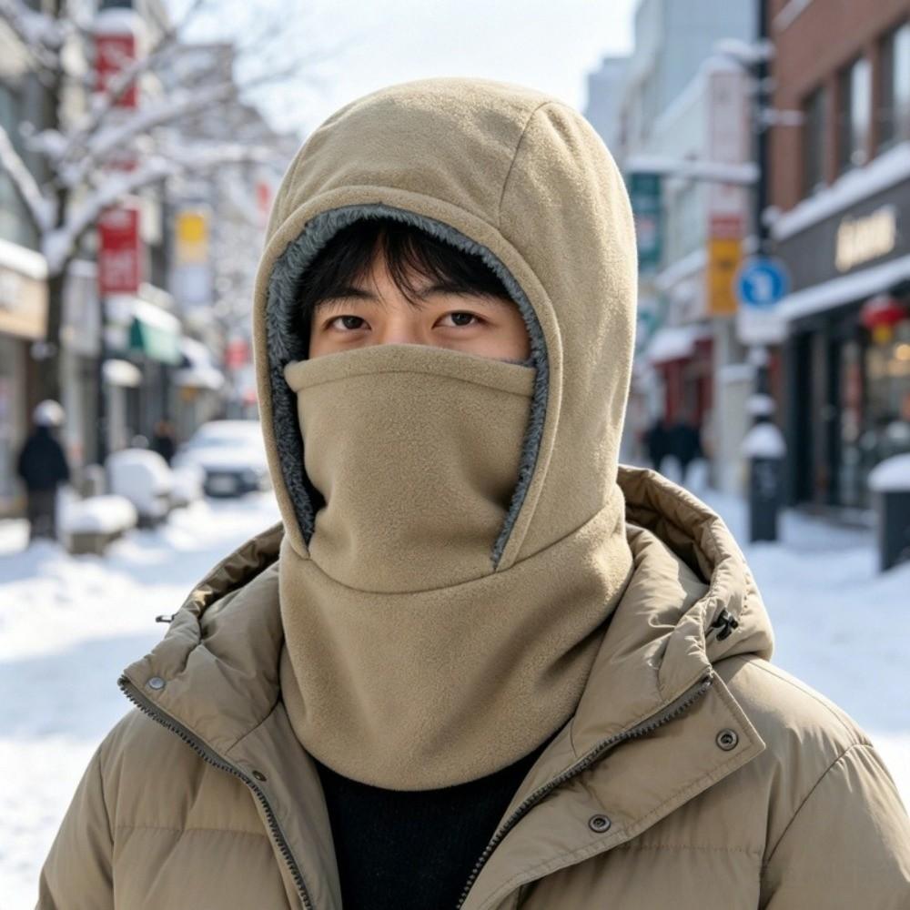 Fleece Warm Hood Hat Cold-proof Ski Windproof Cap Simple Balaclava Cycling Cap  Women