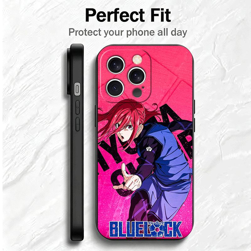 Blaue L-Locks Chigiri Hyoma Weiche Handyhülle für iPhone 16 16E 17 Air 15 Pro Max 14 Plus 13 Mini 11 12 7 Schwarze Hülle Rückschale