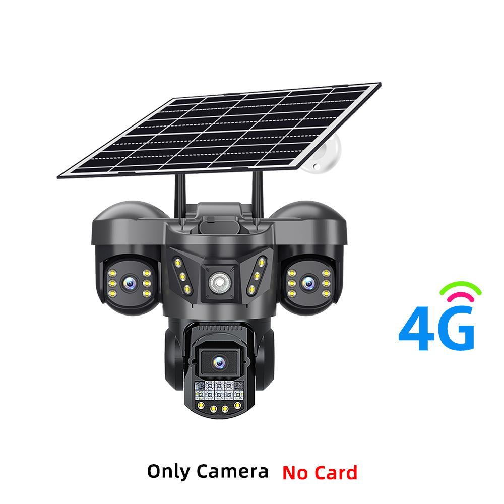 

Solar-powered IP Camera, High-definition, Triple Lens, Triple Screen, Night Vision, Waterproof, Wireless Network Surveillance Camera 4G Camera
