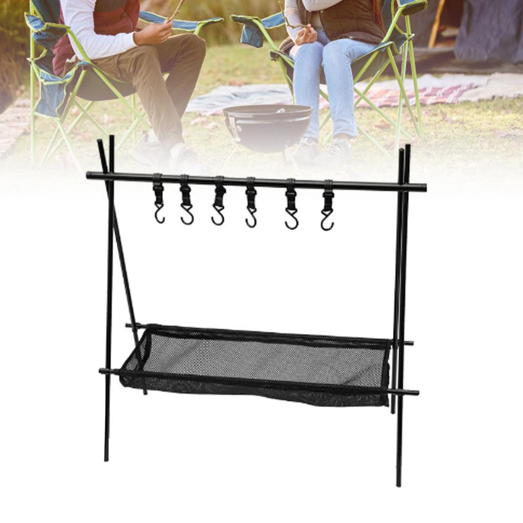 Camping Kochgeschirr Hängegestell mit Netz und Haken Zusammenklappbar Platzsparend Camping Werkzeuge Hängeorganizer für Outdoor