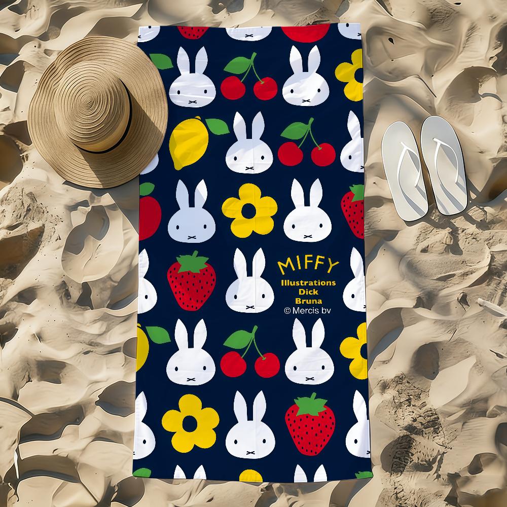 Cartoon M-Miffy Cute Kawaii Bunny Towel Beach Towel Oversized Quick Dry Towel Absorbent Soft Swim Beach Towels for Men Women