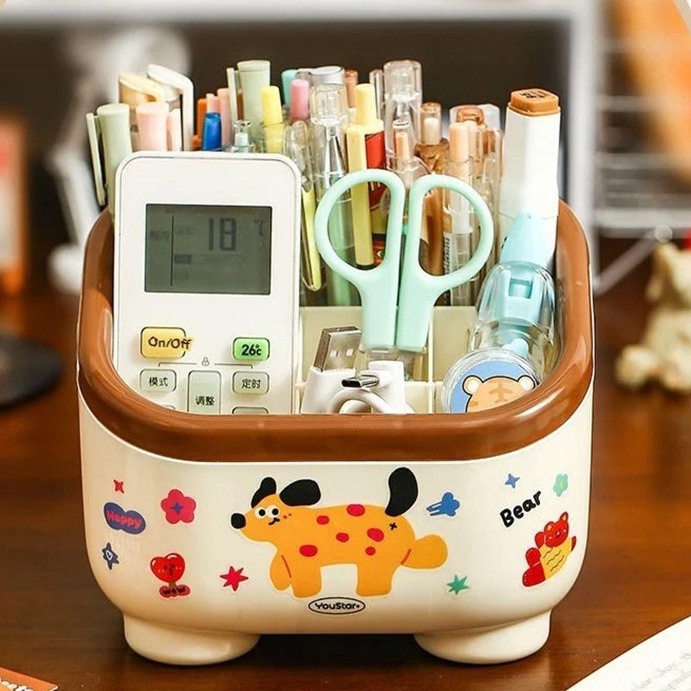 Large Capacity Desktop Pen Holder Cartoon Desktop Container Durable Pencil Organizer  School
