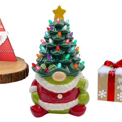 Weihnachts-Zwergbaumlichter Niedliche Harz-Gnom-Ornament-Figuren mit Licht Oft farbige Beleuchtung Desktop Tischplatte Feiertagsdeko