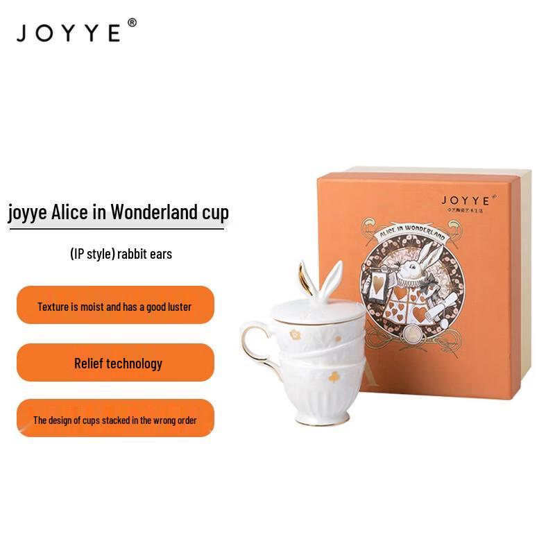 JOYYE Alice in Wonderland Ceramic Cup with Rabbit Ears