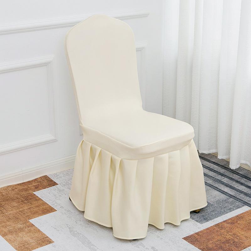 Solid Color Thick and Highly Elastic Stretch Chair Cover Wedding Pleated Skirt Style Chair Covers Suitable for Hotel Party and Banquet Decoration