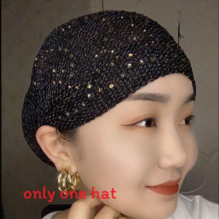 Womens Stretch Knit Beanie For Spring Fall Breathable Mesh Cotton Style чёрный