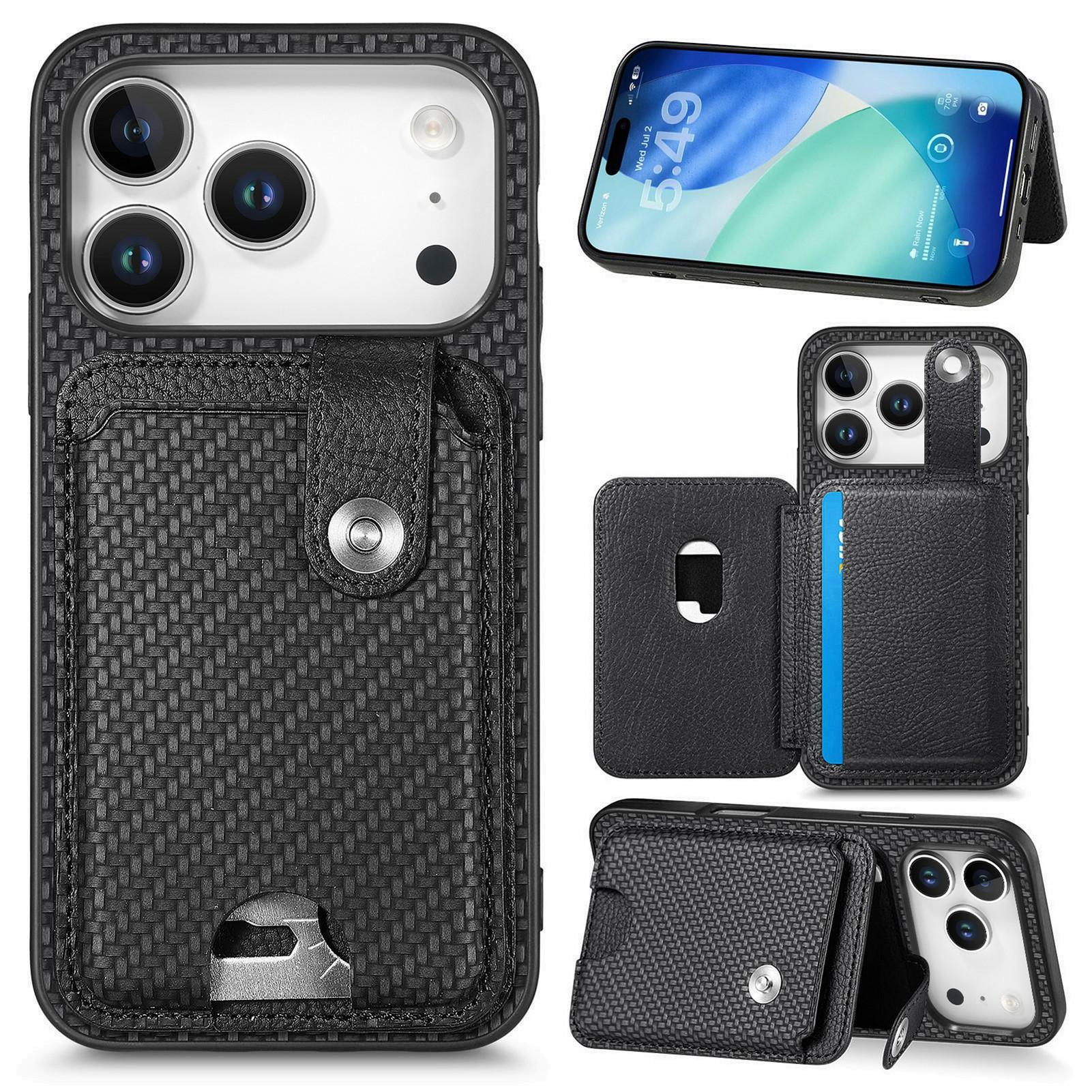 

For iPhone 17 Pro Max Case Card Slots Kickstand Phone Back Cover with Card Tool