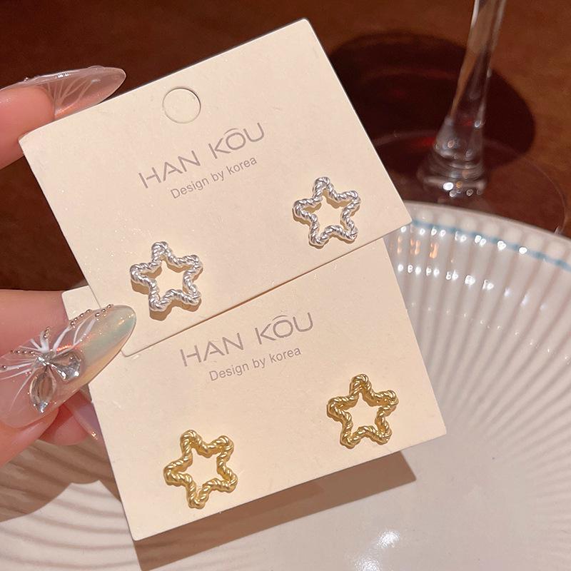 

Korean-Style Luxurious Metal Star Earrings for Women