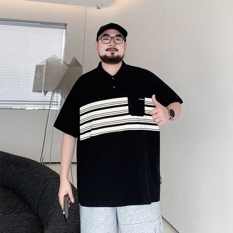 

Мужская футболка-поло свободного кроя с полосками и цветовыми блоками, дышащая, влагоотводящая - Устойчивая к сминанию, повседневная, спортивная, с коротким рукавом, с воротником 8XL чёрный