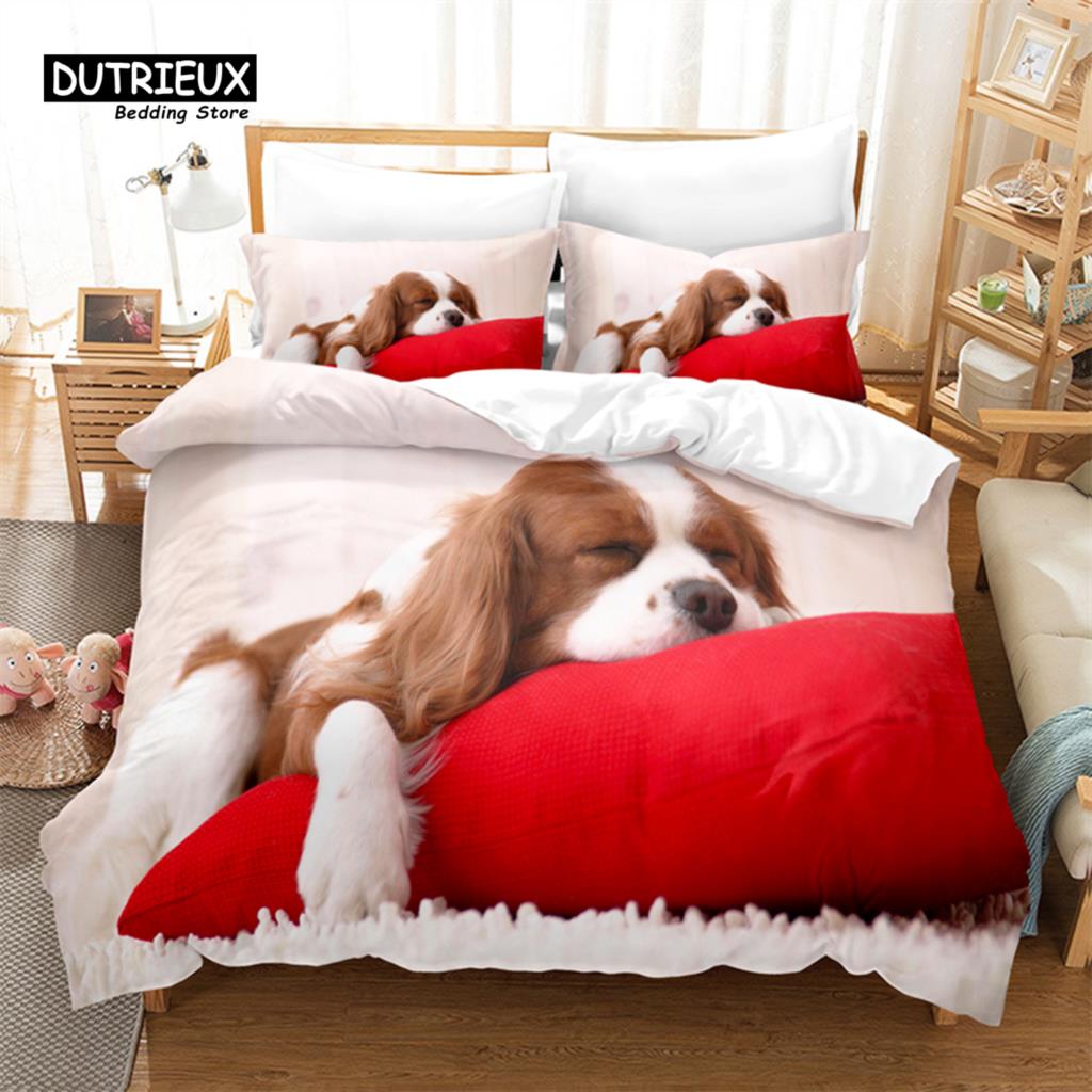 3pcs Duvet Cover Set, Cute Animals Cat Bedding Set, Soft Comfortable Breathable Duvet Cover, For Bedroom Guest Room Decor