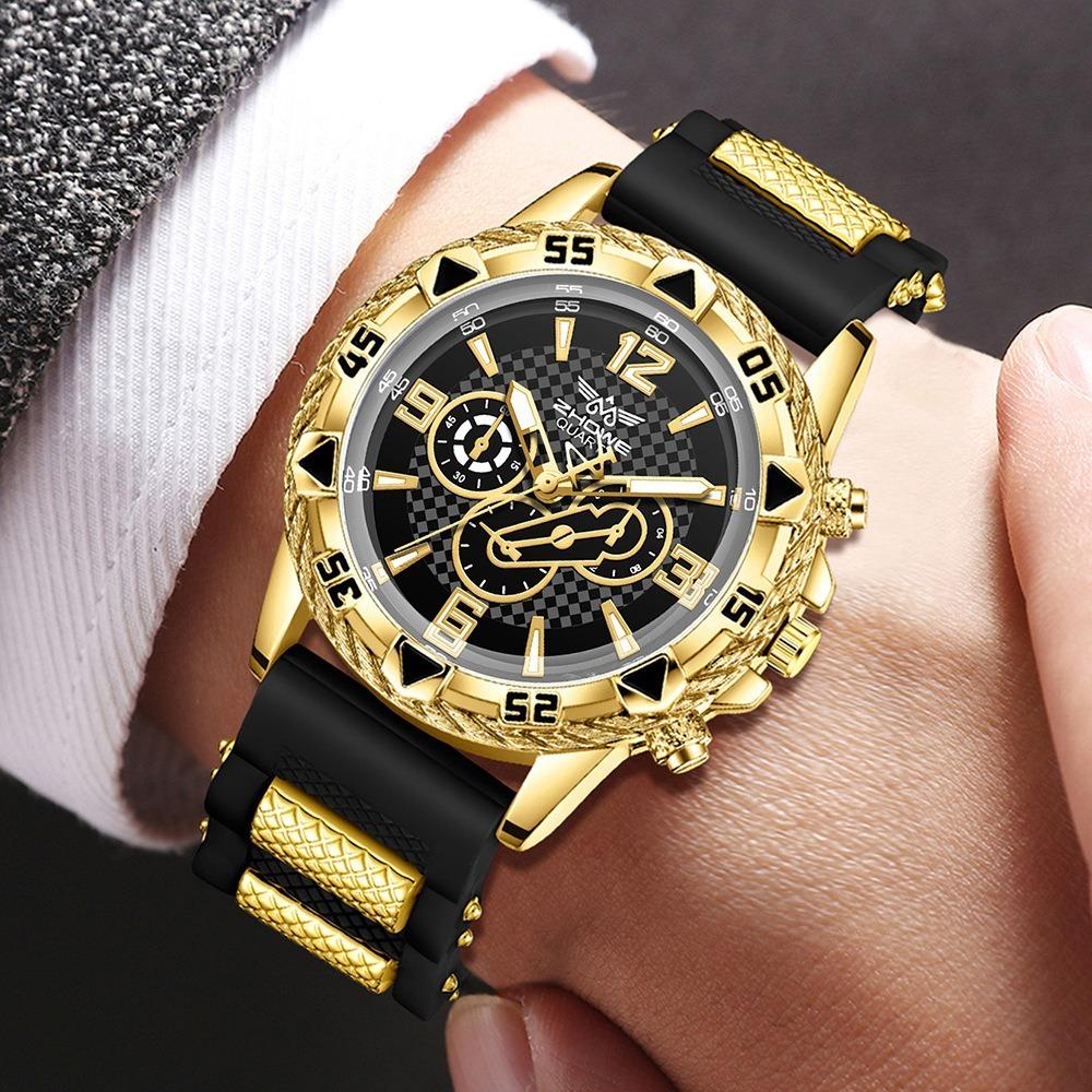 Men's Watch Blu-ray Glass Quartz Watch Classic Watch False Three-eye Digital Alloy Watch