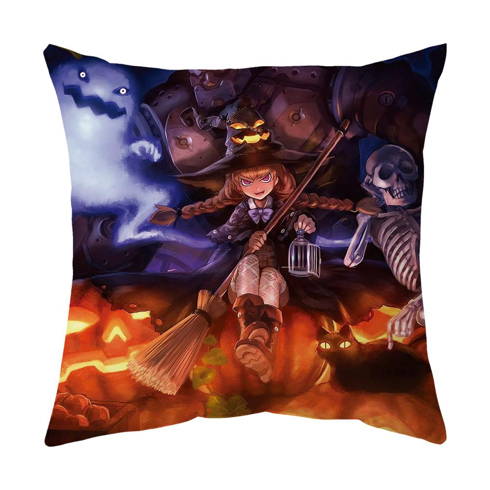 Halloween Cartoon Backrest Sofa Pillow Case Pillow Case Decoration Peach Skin Pillow Cushion Nordic Living Room