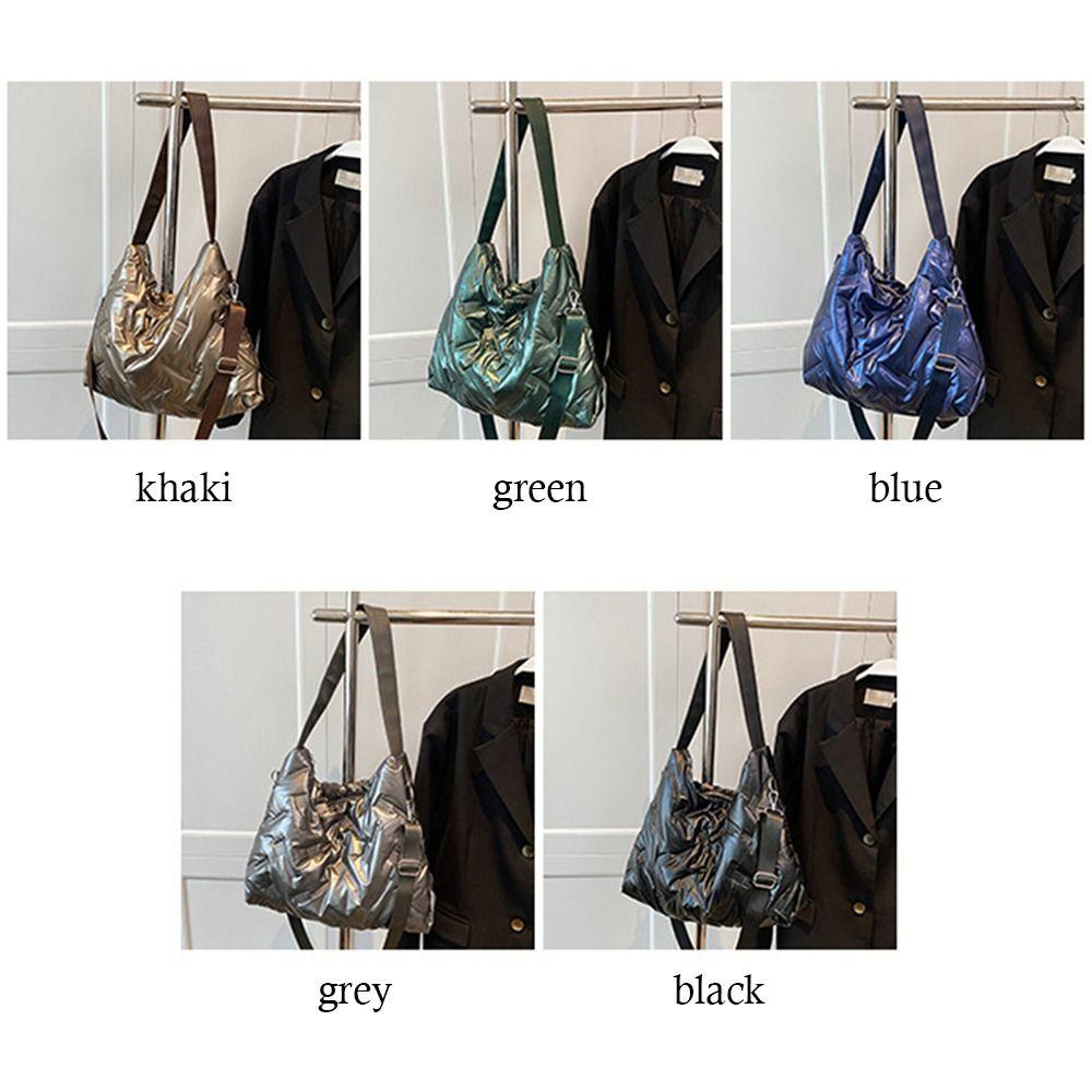 Versatile Quilted Crossbody Shoulder Bags Down Cotton Padded Large Capacity Handbags Solid Color Messenger Bag for Women Men