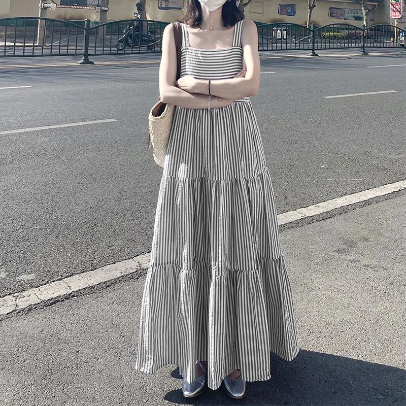 

ZANZEA Womens Square Collar Summer Casual Sleeveless Long Dress S чорний