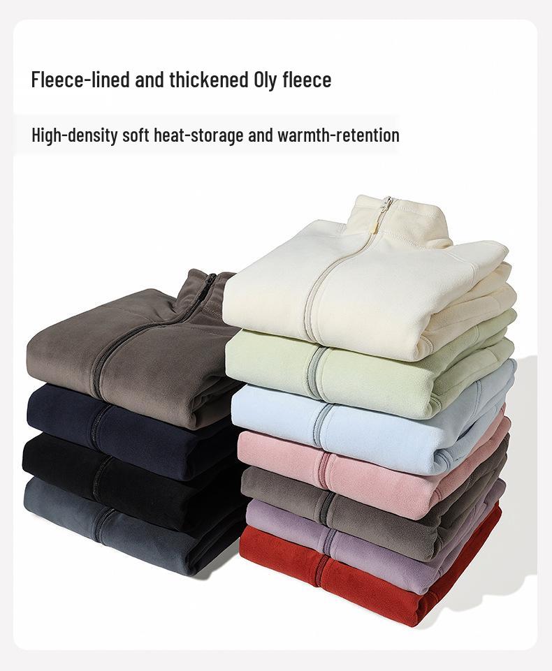 Unisexová fleecová bunda se stojáčkem - Kardigan z jehněčího rouna na podzim a zimu, K dispozici s vlastním logem