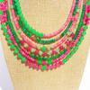 Light Luxury Jewelry Design Pink And Green Tone Natural Stone Beaded Necklace Exquisite Stacking Collarbone Chain 742